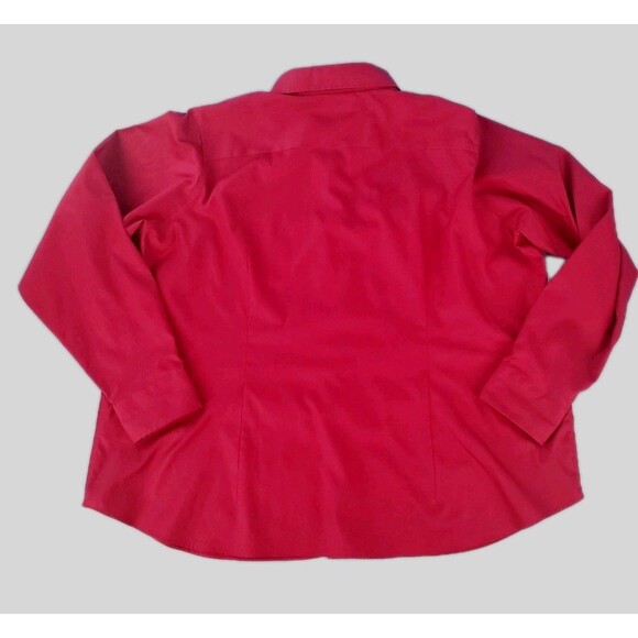 Womens No Iron Pinpoint Oxford 2x Button Front Long Sleeve Plum Lands End - Picture 4 of 13